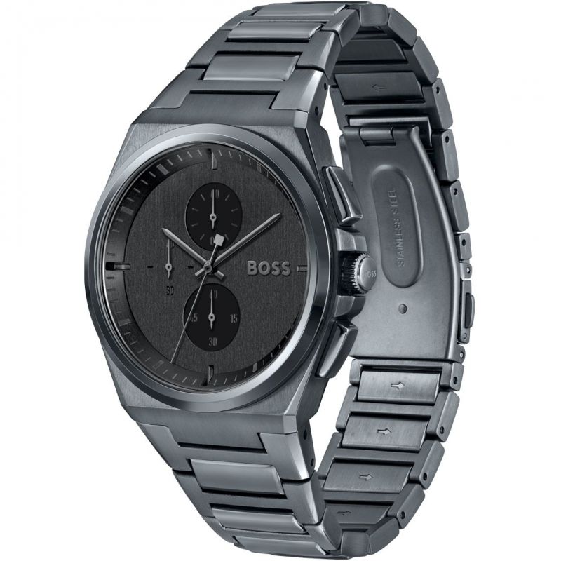  Shop Authentic Hugo Boss Steer Chronograph Quartz Grey Dial Grey Steel Strap Watch For Men - 1513996 - Luxxuri