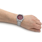  Shop Authentic Hugo Boss Trace Chronograph Red Dial Silver Steel Strap Watch For Men - 1514004 - Luxxuri