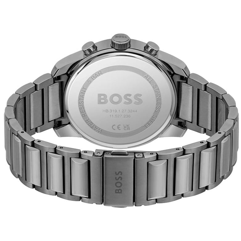  Shop Authentic Hugo Boss Trace Chronograph Grey Dial Grey Steel Strap Watch For Men - 1514005 - Luxxuri