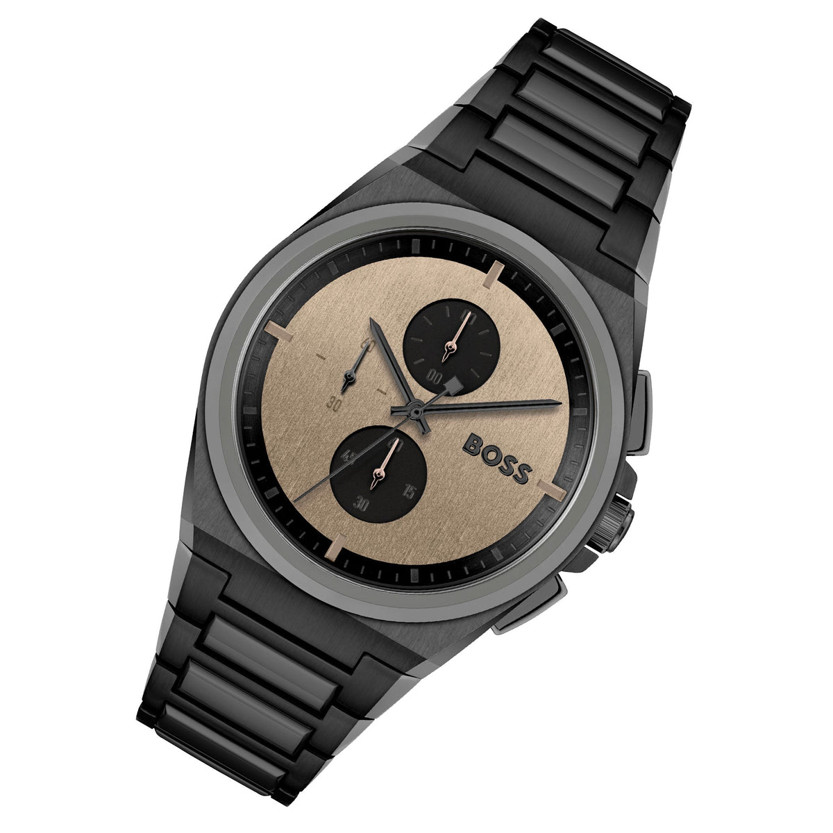  Shop Authentic Hugo Boss Steer Chronograph Brown Dial Black Steel Strap Watch For Men - 1514043 - Luxxuri