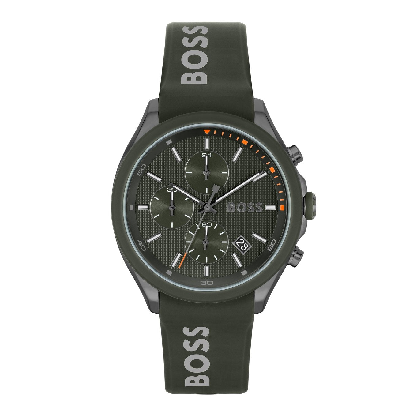  Shop Authentic Hugo Boss Velocity Chronograph Green Dial Green Rubber Strap Watch For Men - 1514060 - Luxxuri