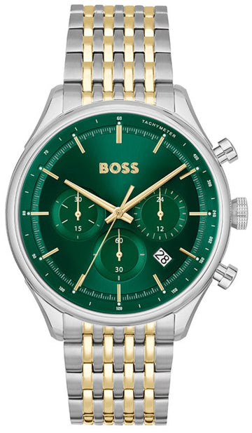  Shop Authentic Hugo Boss Gregor Chronograph Green Dial Two Tone Steel Strap Watch For Men - 1514081 - Luxxuri