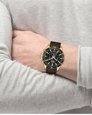  Shop Authentic Hugo Boss Troper Chronograph Black Dial Brown Leather Strap Watch For Men - 1514100 - Luxxuri