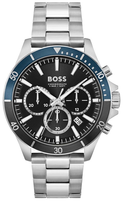  Shop Authentic Hugo Boss Troper Chronograph Black Dial Silver Steel Strap Watch For Men - 1514101 - Luxxuri