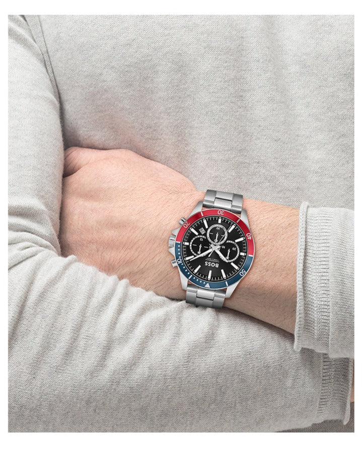  Shop Authentic Hugo Boss Troper Chronograph Black Dial Silver Steel Strap Watch For Men - 1514108 - Luxxuri