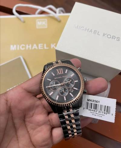  Shop Authentic Michael Kors Lexington Chronograph Black Dial Two Tone Steel Strap Watch for Men - MK8561 - Luxxuri