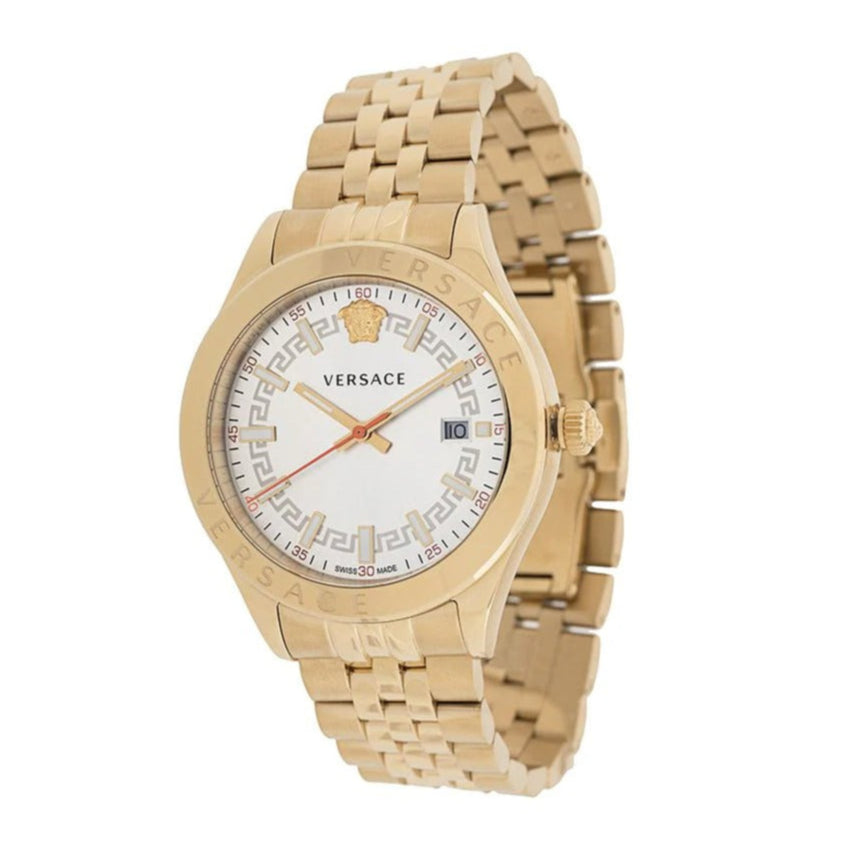  Shop Authentic Versace Hellenyium Analog White Dial Gold Steel Strap Watch for Men - VEVK00720 - Luxxuri