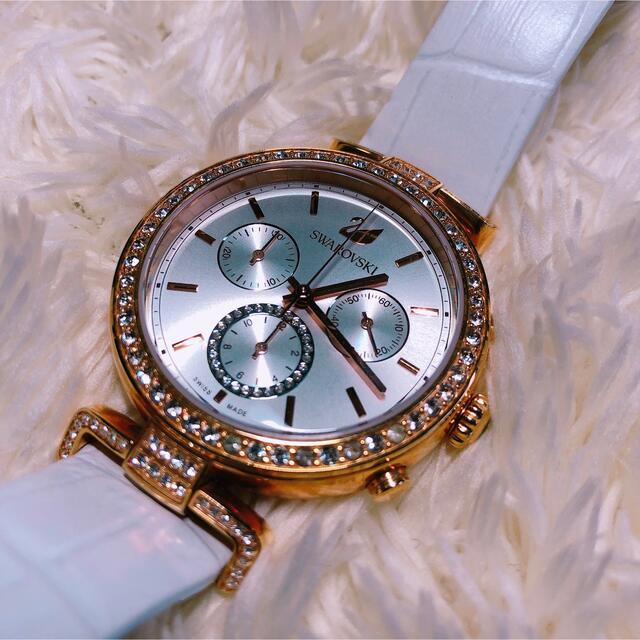  Shop Authentic Swarovski Era Journey Silver Dial White Leather Strap Watch for Women - 5295369 - Luxxuri