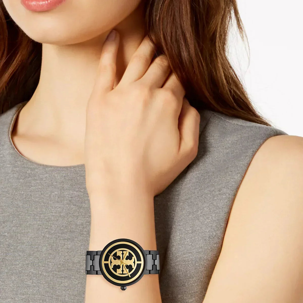 Tory Burch Reva Black Dial Black Steel Strap Watch for Women - TBW4036