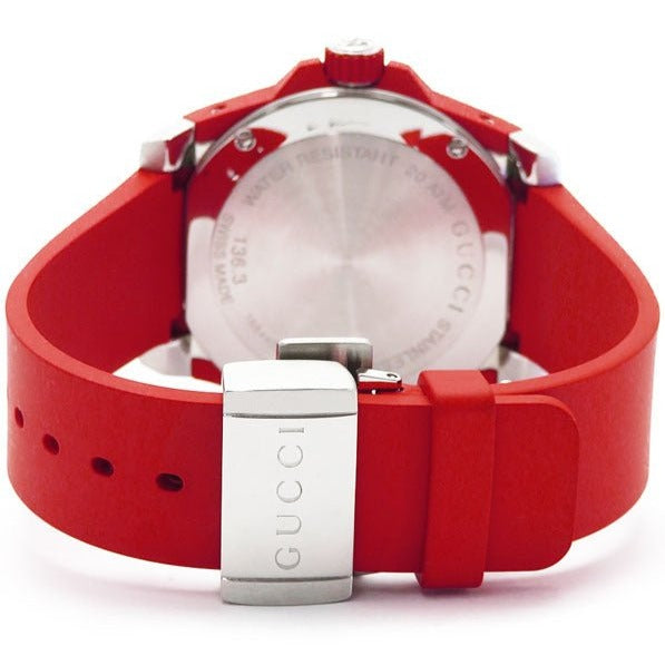  Shop Authentic Gucci Dive Quartz Black Dial Red Rubber Strap Watch For Men - YA136309 - Luxxuri