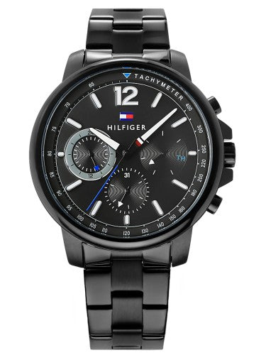  Shop Authentic Tommy Hilfiger London Chronograph Black Dial Black Steel Strap Watch for Men - 1791529 - Luxxuri