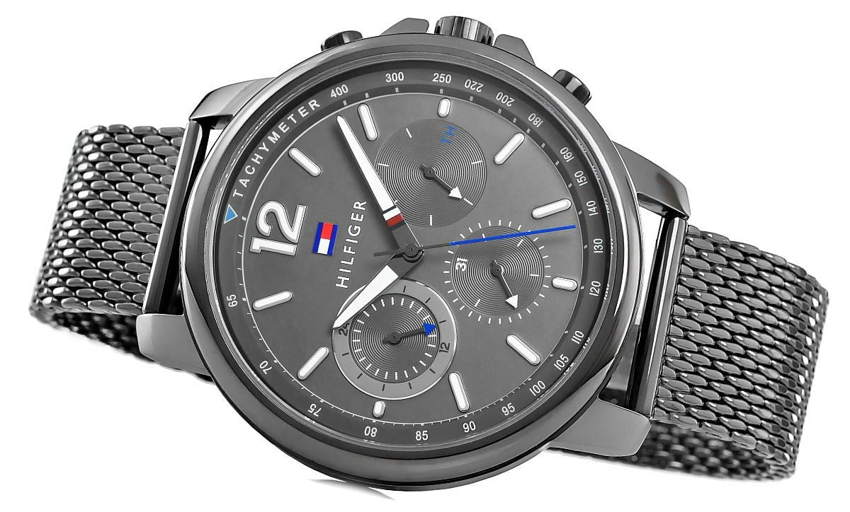  Shop Authentic Tommy Hilfiger London Chronograph Grey Dial Grey Mesh Bracelet Watch for Men - 1791530 - Luxxuri