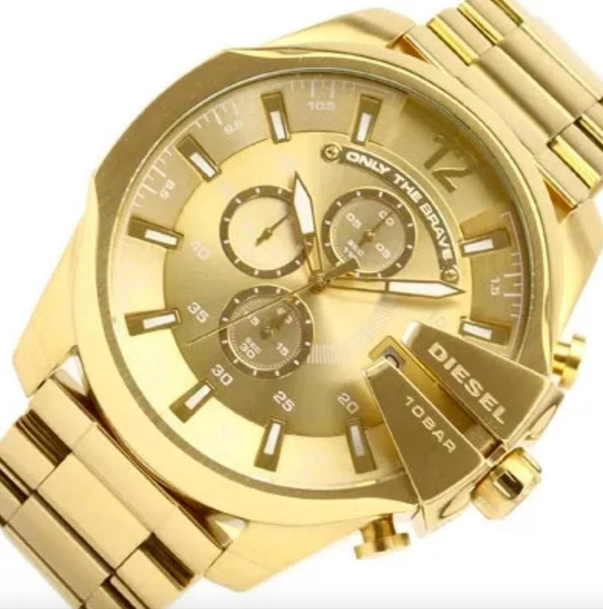  Shop Authentic Diesel Mega Chief Gold Dial Gold Steel Strap Watch For Men - DZ4360 - Luxxuri