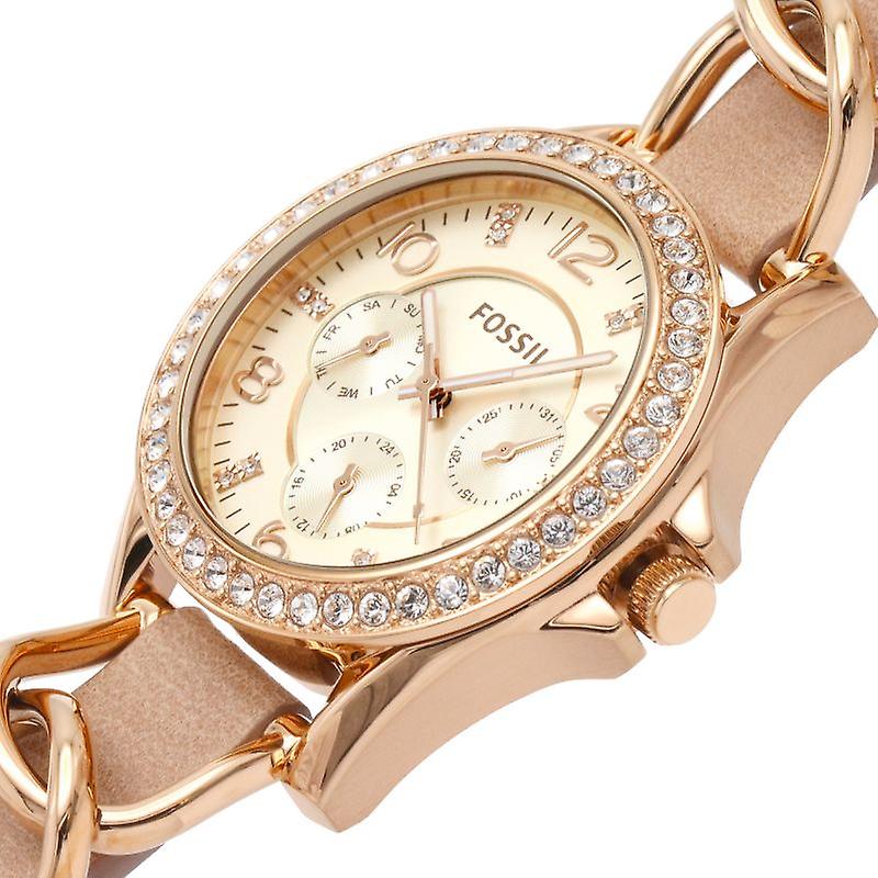  Shop Authentic Fossil Riley White Dial Sand Leather Strap Watch for Women - ES3466 - Luxxuri