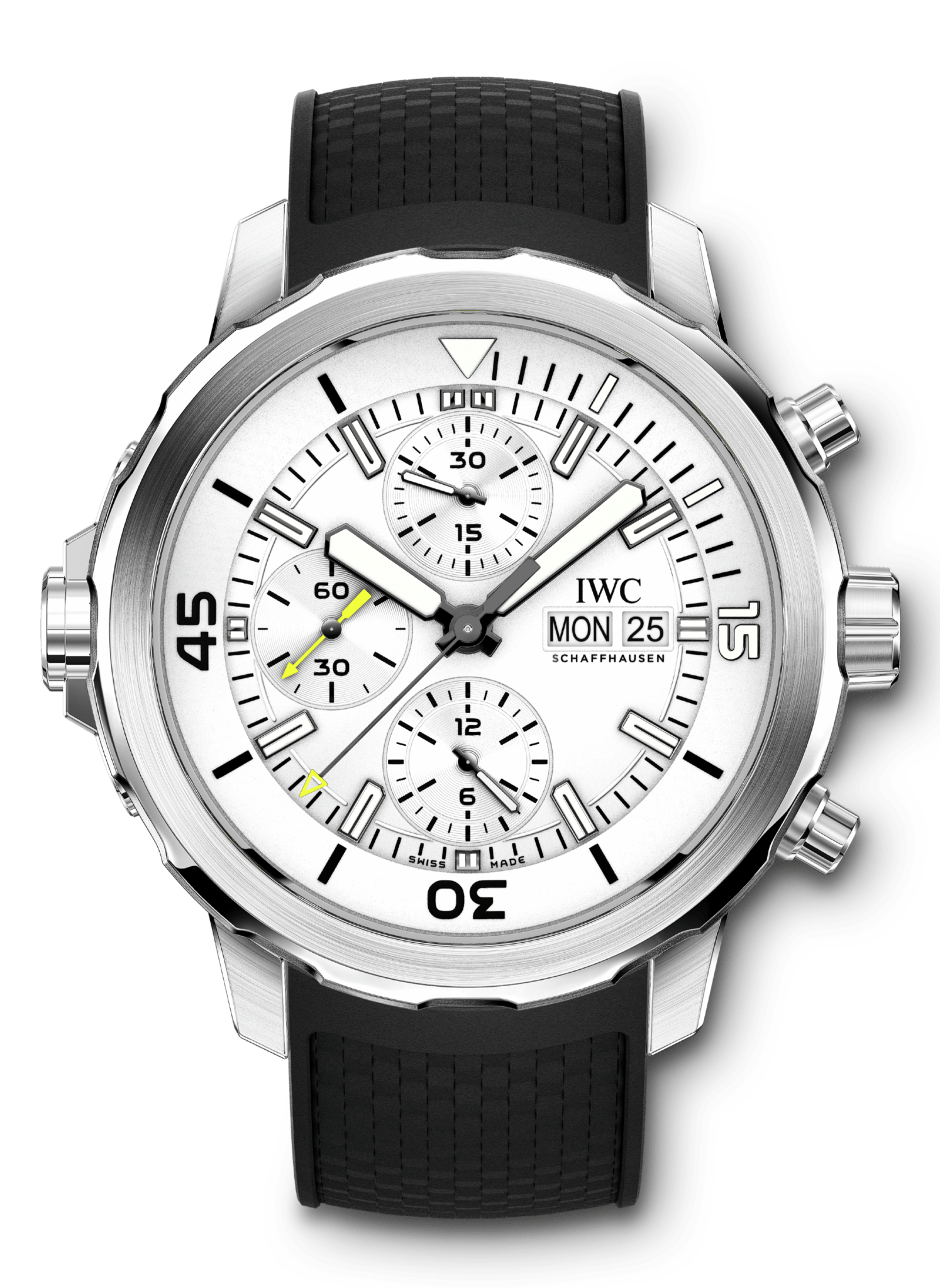  Shop Authentic IWC Aquatimer Chronograph White Dial Black Rubber Strap Watch for Men - IW376801 - Luxxuri