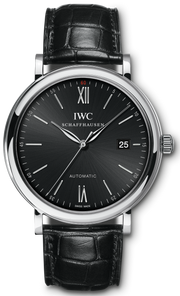 Shop Authentic IWC Portofino Automatic Black Dial Black Leather Strap Watch for Men - IW356502 - Luxxuri