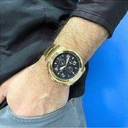  Shop Authentic Fossil Bronson Chronograph Black Dial Gold Steel Strap Watch for Men - FS5877 - Luxxuri