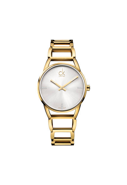  Shop Authentic Calvin Klein Stately White Dial Gold Steel Strap Watch for Women - K3G2352W - Luxxuri