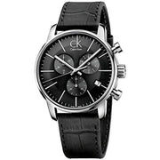  Shop Authentic Calvin Klein Post Minimal Chronograph Black Dial Black Leather Strap Watch for Men - K7627107 - Luxxuri