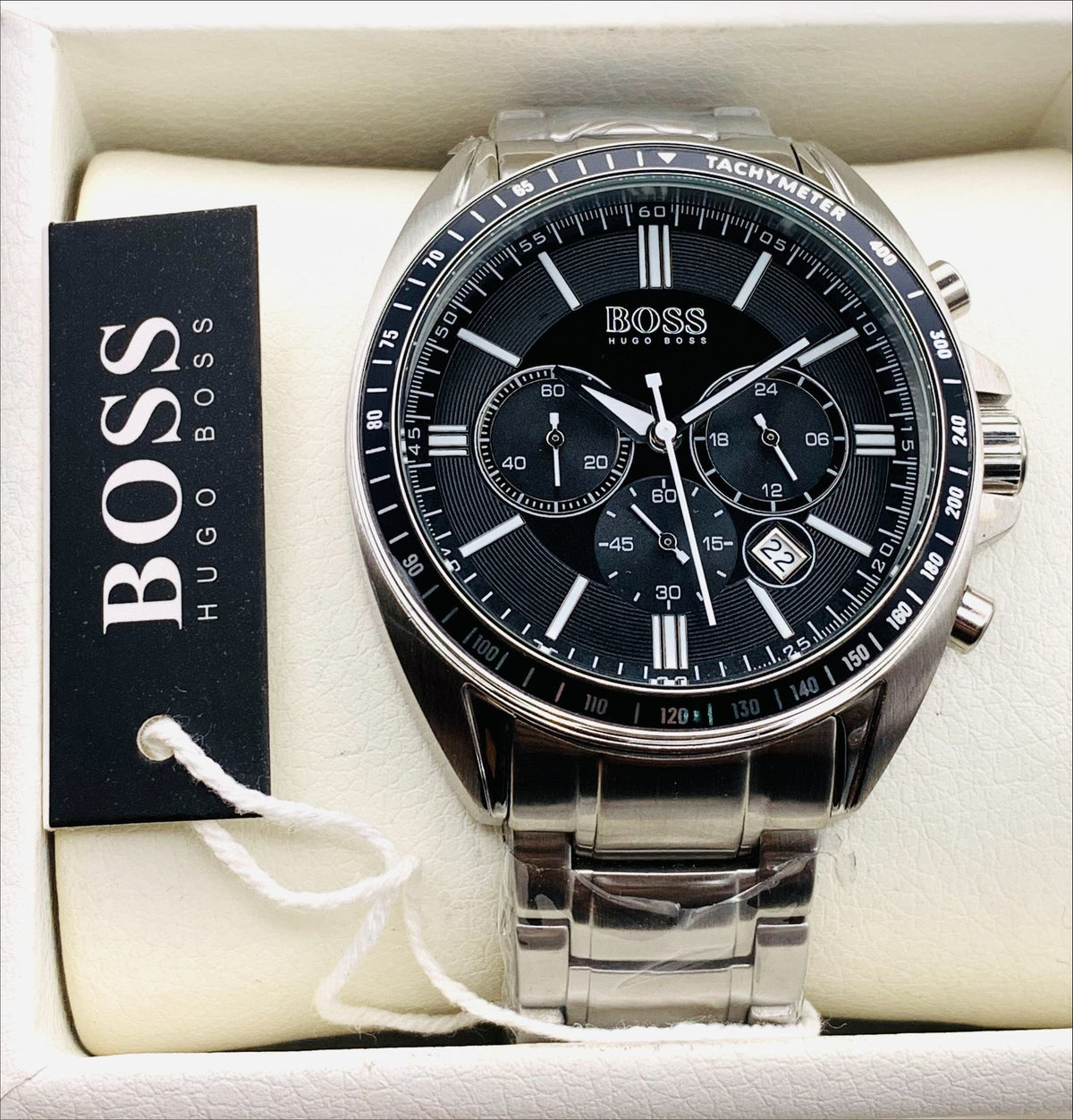  Shop Authentic Hugo Boss Driver Chronograph Black Dial Silver Steel Strap Watch For Men - 1513080 - Luxxuri