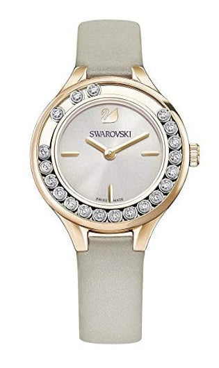  Shop Authentic Swarovski Lovely Crystals Mini Grey Dial Grey Leather Strap Watch for Women - 5261481 - Luxxuri
