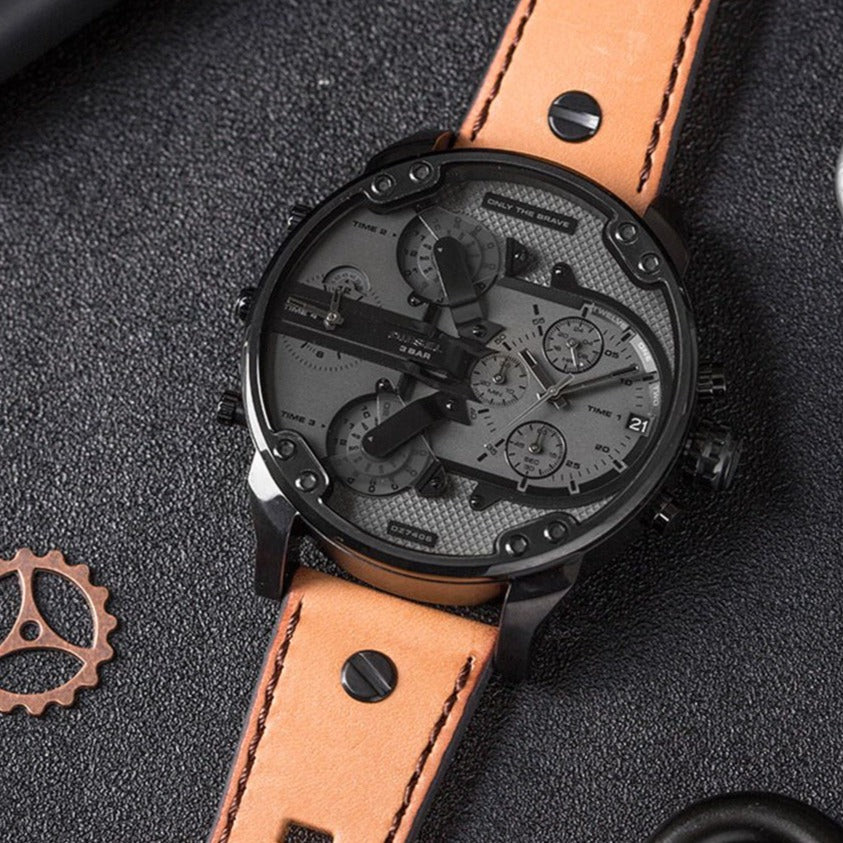 Shop Authentic Diesel Mr. Daddy 2.0 Chronograph Grey Dial Brown Leather Strap Watch For Men - DZ7406 - Luxxuri