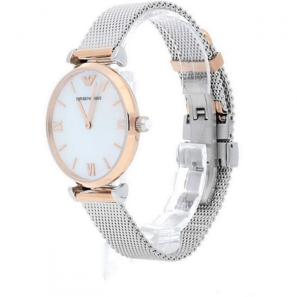  Shop Authentic Emporio Armani Retro Mother of Pearl Dial Silver Mesh Bracelet Watch For Women - AR2067 - Luxxuri