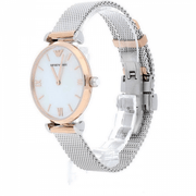  Shop Authentic Emporio Armani Retro Mother of Pearl Dial Silver Mesh Bracelet Watch For Women - AR2067 - Luxxuri