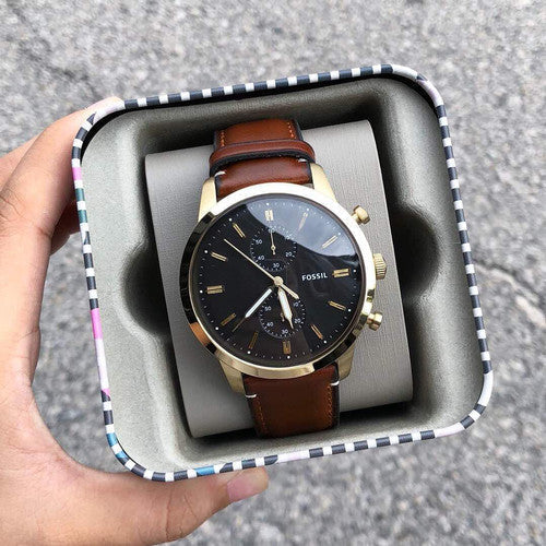  Shop Authentic Fossil Townsman Chronograph Black Dial Brown Leather Strap Watch for Men - FS5338 - Luxxuri