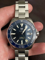  Shop Authentic Tag Heuer Aquaracer Calibre 5 Blue Dial Silver Steel Strap Watch for Men - WAY201B.BA0927 - Luxxuri