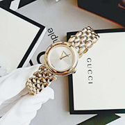  Shop Authentic Versace V-Flare Quartz Silver Dial Gold Steel Strap Watch for Women - VEBN00818 - Luxxuri