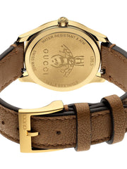  Shop Authentic Gucci G Timeless Quartz Silver Dial Brown Leather Strap Watch For Women - YA1265022 - Luxxuri