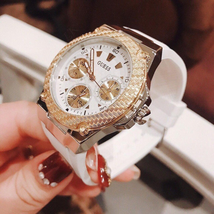  Shop Authentic Guess Zena Analog White Dial White Rubber Strap Watch For Women - W1094L1 - Luxxuri