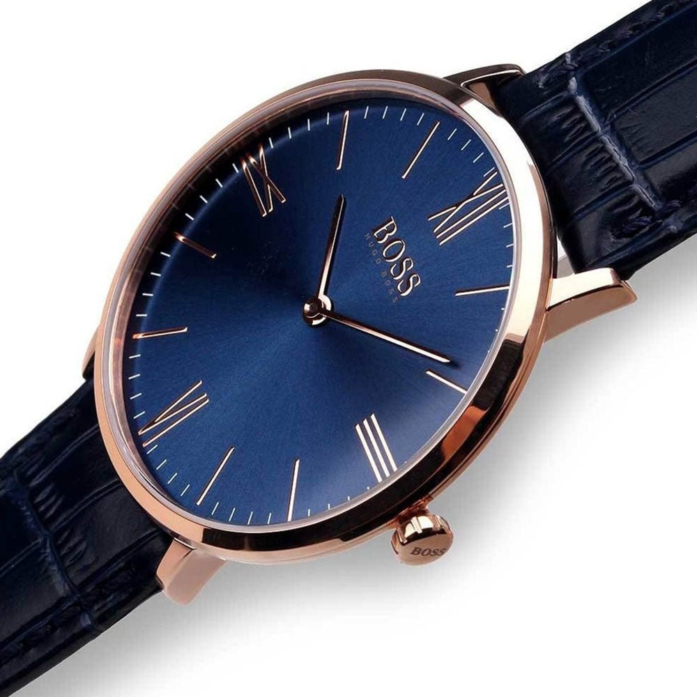  Shop Authentic Hugo Boss Jackson Blue Dial Black Leather Strap Watch for Men - 1513371 - Luxxuri