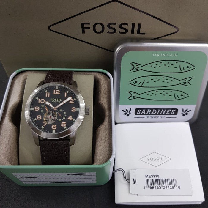  Shop Authentic Fossil Pilot 54 Automatic Black Dial Brown Leather Strap Watch for Men - ME3118 - Luxxuri