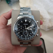  Shop Authentic Fossil Goodwin Chronograph Black Dial Silver Steel Strap Watch for Men - FS5412 - Luxxuri