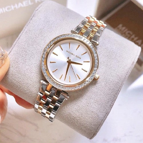  Shop Authentic Michael Kors Darci Silver Dial Two Tone Steel Strap Watch for Women - MK3405 - Luxxuri