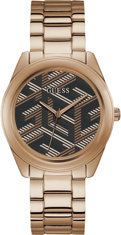  Shop Authentic Guess Cubed Analog Black Dial Rose Gold Steel Strap Watch For Women - GW0607L3 - Luxxuri