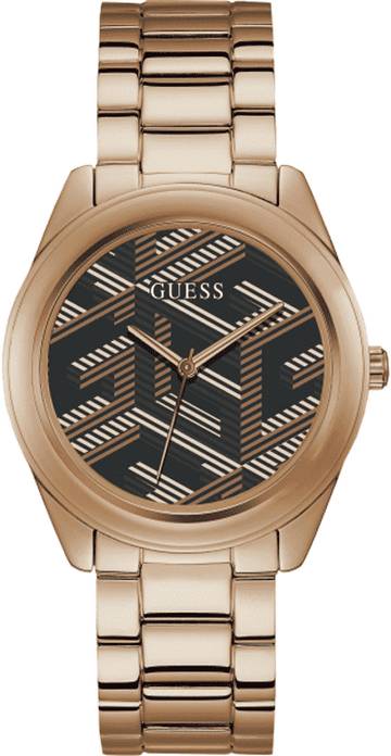  Shop Authentic Guess Cubed Analog Black Dial Rose Gold Steel Strap Watch For Women - GW0607L3 - Luxxuri