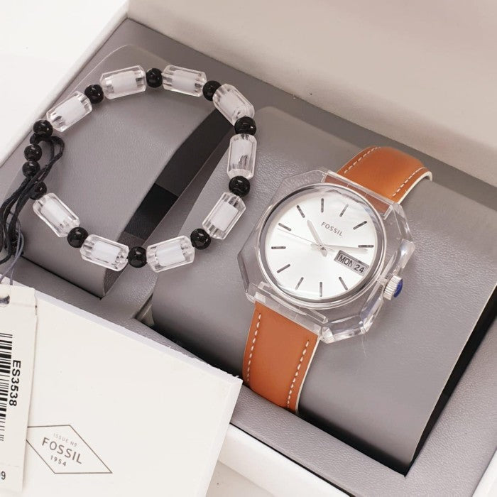  Shop Authentic Fossil Candy White Dial Brown Leather Strap Watch for Women - ES3538 - Luxxuri