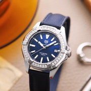  Shop Authentic Tag Heuer Aquaracer Quartz Diamonds Blue Dial Blue Nylon Strap Watch for Women - WAY131N.FT6091 - Luxxuri