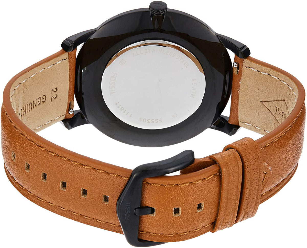  Shop Authentic Fossil The Minimalist Black Dial Brown Leather Strap Watch for Men - FS5305 - Luxxuri