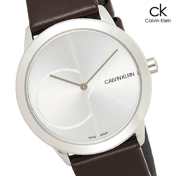  Shop Authentic Calvin Klein Minimal Silver Dial Brown Leather Strap Watch for Men - K3M221G6 - Luxxuri