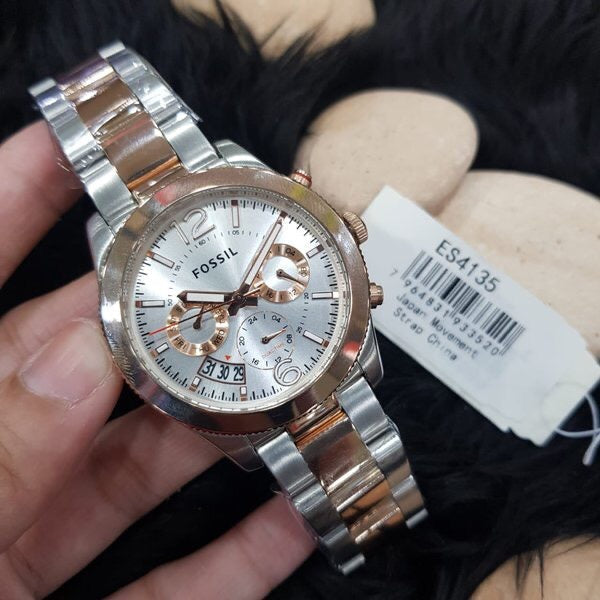  Shop Authentic Fossil Perfect Boyfriend Mother of Pearl Dial Two Tone Steel Strap Watch for Women - ES4135 - Luxxuri