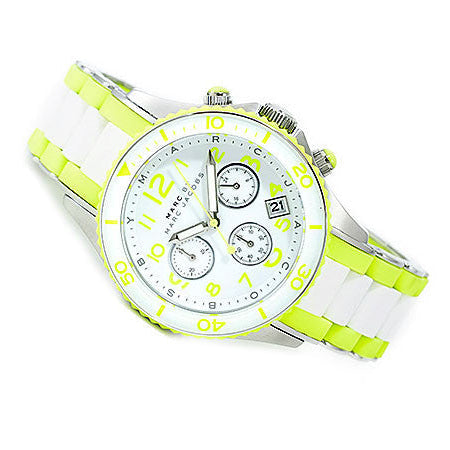  Shop Authentic Marc Jacobs Rock Chronograph White Dial White & Green Silicone Strap Watch for Women - MBM2592 - Luxxuri