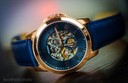  Shop Authentic Fossil Grant Mechanical Blue Dial Blue Leather Strap Watch for Men - ME3054 - Luxxuri