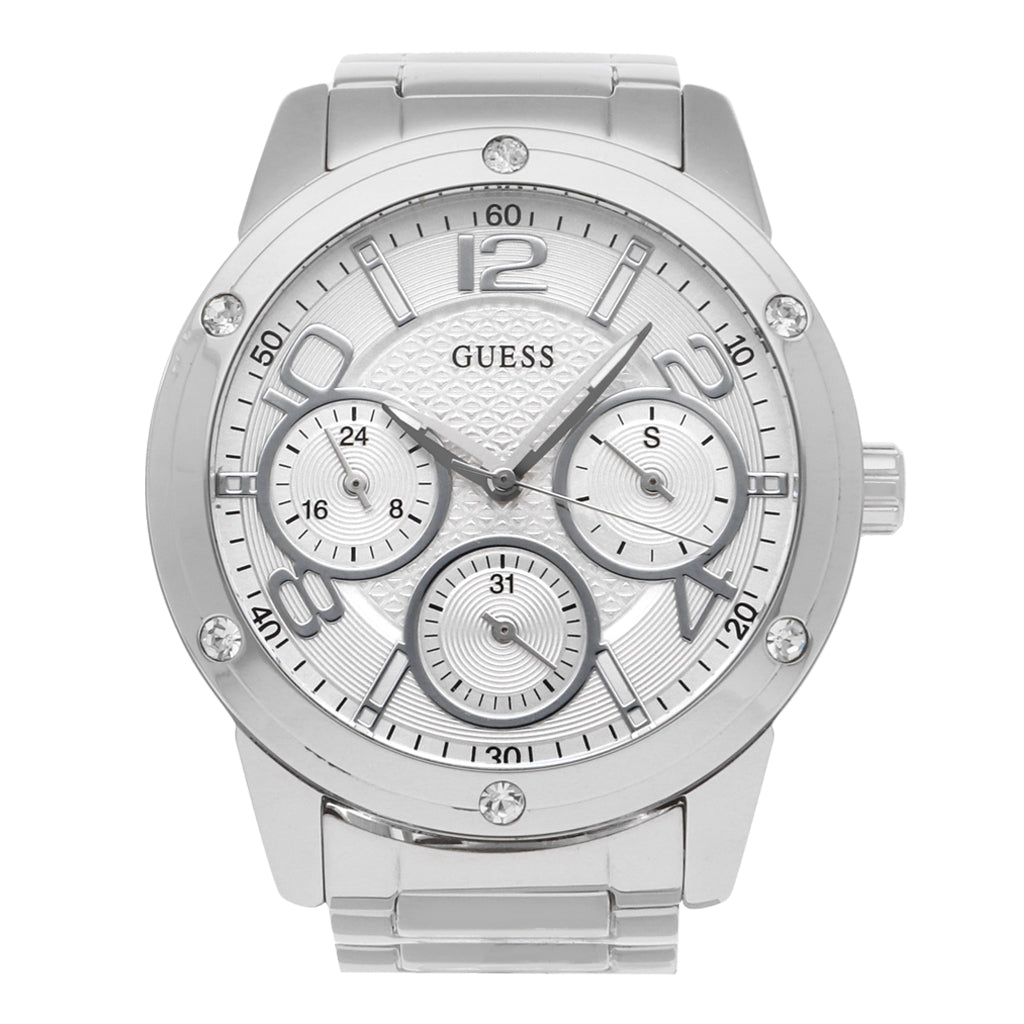  Shop Authentic Guess Confetti Silver Dial Silver Steel Strap Watch for Women - W0778L1 - Luxxuri