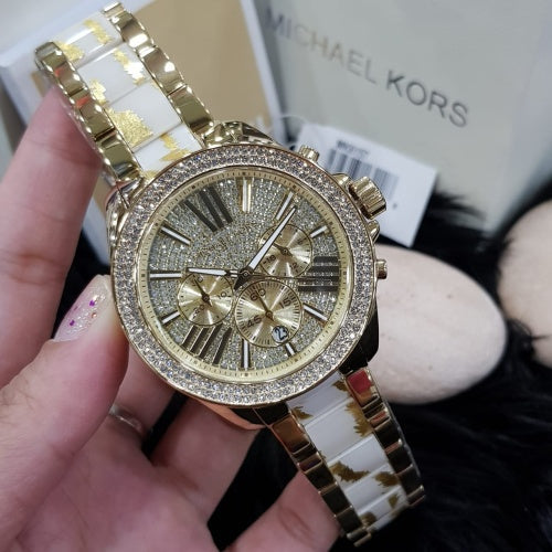  Shop Authentic Michael Kors Wren Diamonds Gold Dial Two Tone Steel Strap Watch for Women - MK6157 - Luxxuri