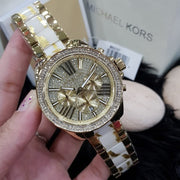  Shop Authentic Michael Kors Wren Diamonds Gold Dial Two Tone Steel Strap Watch for Women - MK6157 - Luxxuri