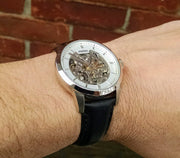  Shop Authentic Fossil Townsman Automatic Skeleton White Dial Black Leather Strap Watch for Men - ME3085 - Luxxuri